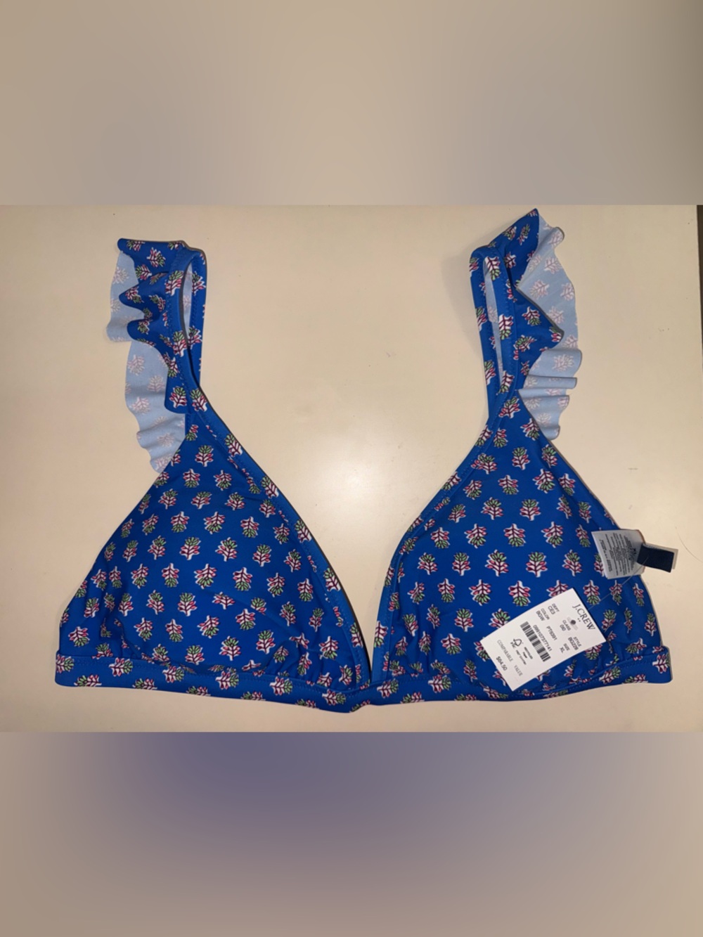 J.Crew Blue Floral Bikini Top